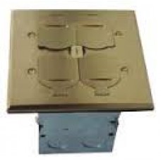 TWO GANG FLOOR BOX WITH TAMPER-WEATHER DUPLEX RECEPTACLE & MULTIMEDIA PORTS